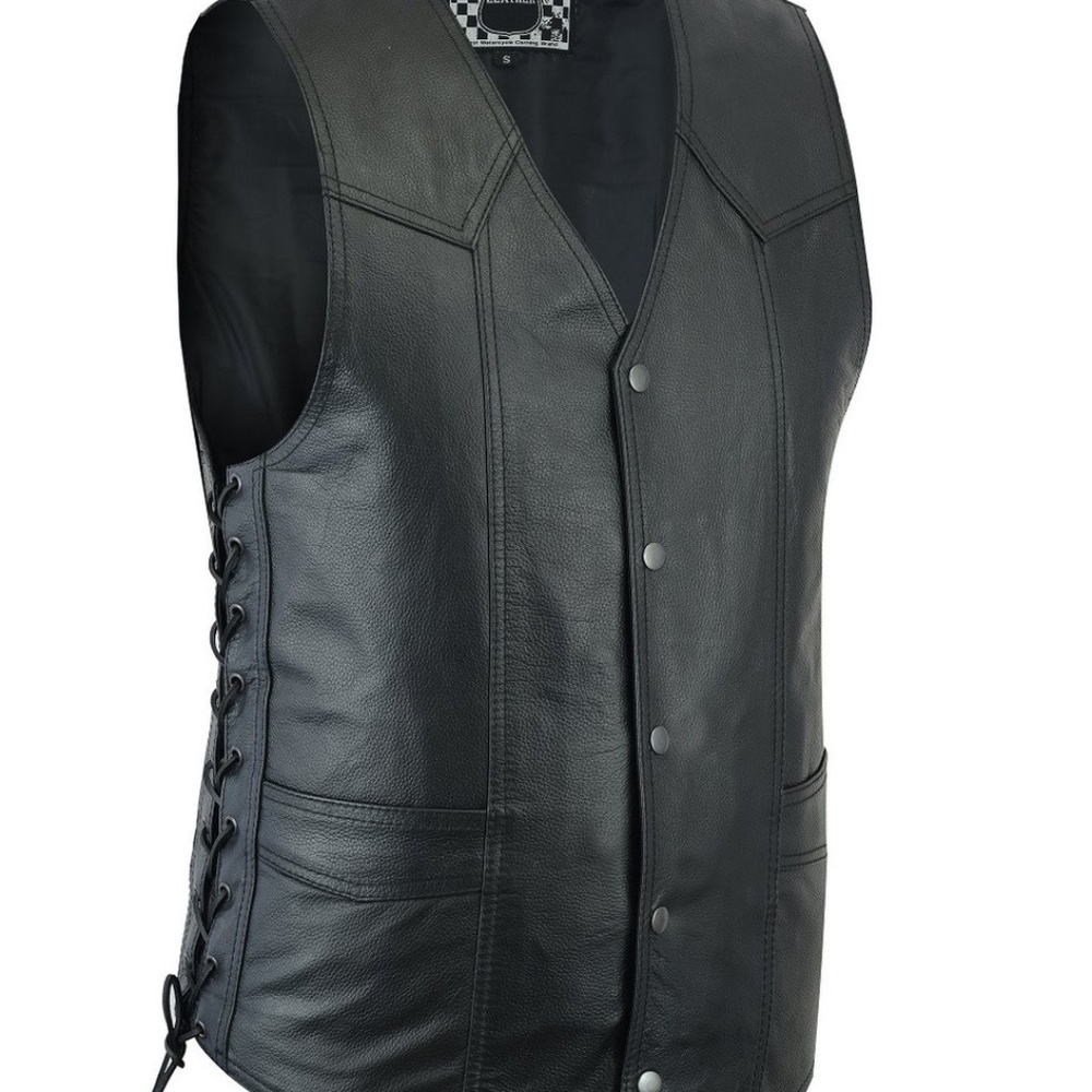 Men's Classic Leather Vest Motorcycle Riders